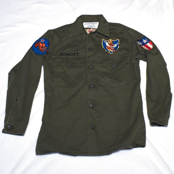 Schott NYC MIL-J-6181 Souvenir Jacket Shirt Flying Tiger Vietnam Jacket Military - Picture 4 of 6